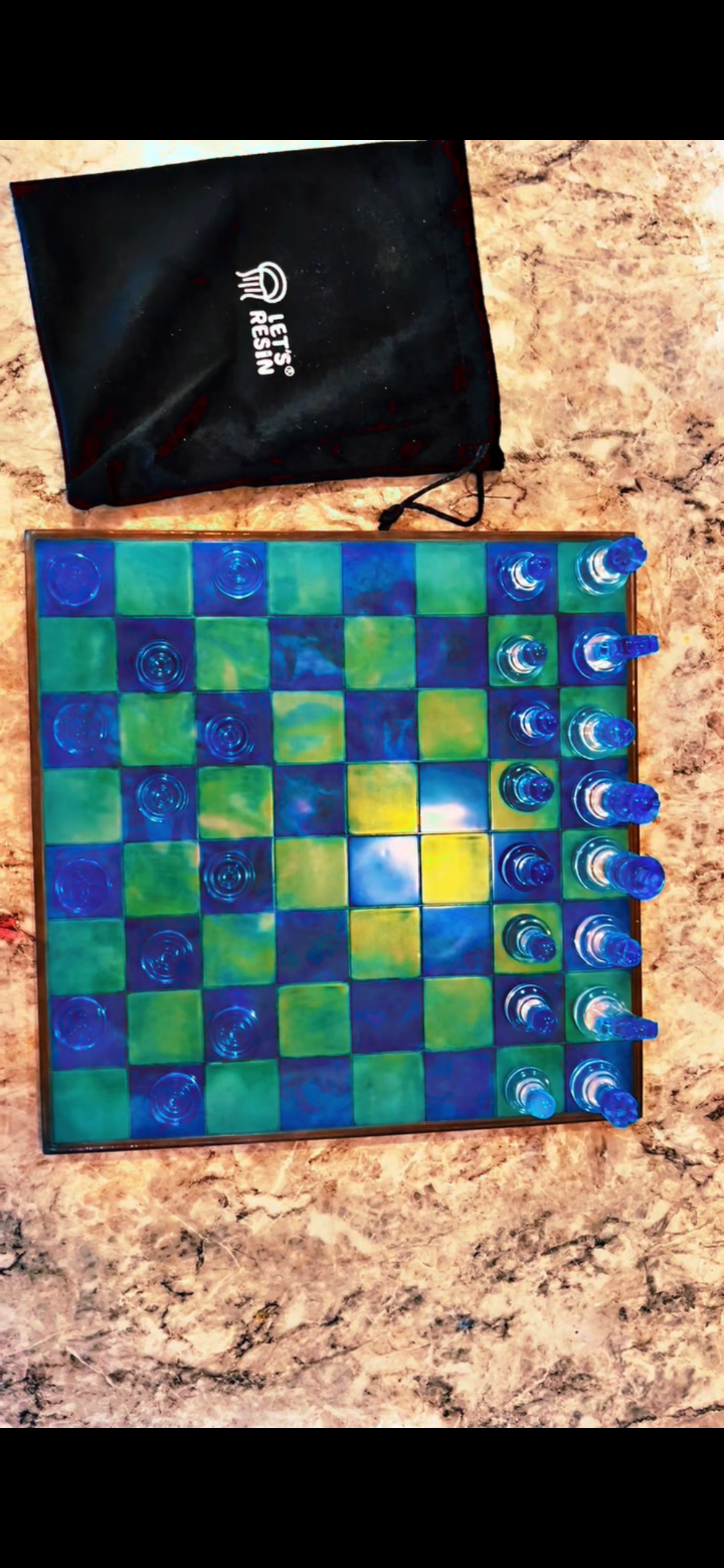 Custom Epoxy Chess/Checkers board set